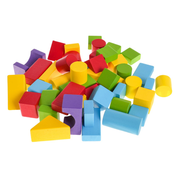 Drevené farebné tvary 50 kusov Inlea4Fun COLOUR BUILDING BLOCKS