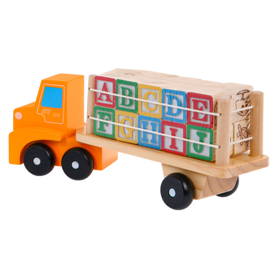 Drevené nákladné auto s blokmi pre deti Inlea4Fun ALPHABET BLOCKS TRUCK