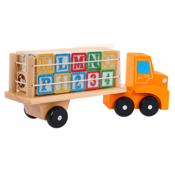 Drevené nákladné auto s blokmi pre deti Inlea4Fun ALPHABET BLOCKS TRUCK