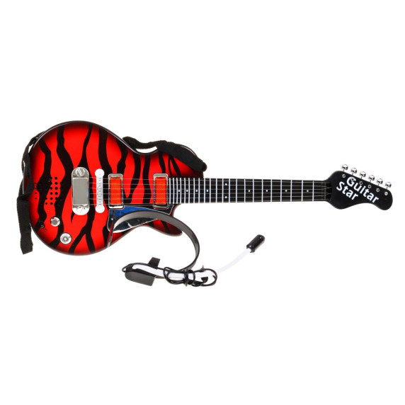 Elektrická gitara s mikrofónovými slúchadlami Inlea4Fun ELECTRIC GUITAR - červená/čierna