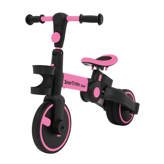 Detské odrážadlo 3v1 s odnímateľnou vodiacou tyčou Happy Bike Sportrike - ružové