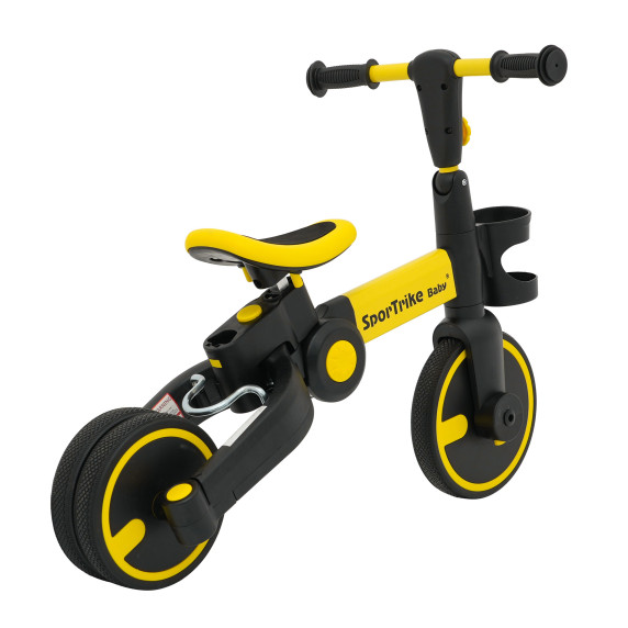Detské odrážadlo 3v1 s odnímateľnou vodiacou tyčou Happy Bike Sportrike - žlté