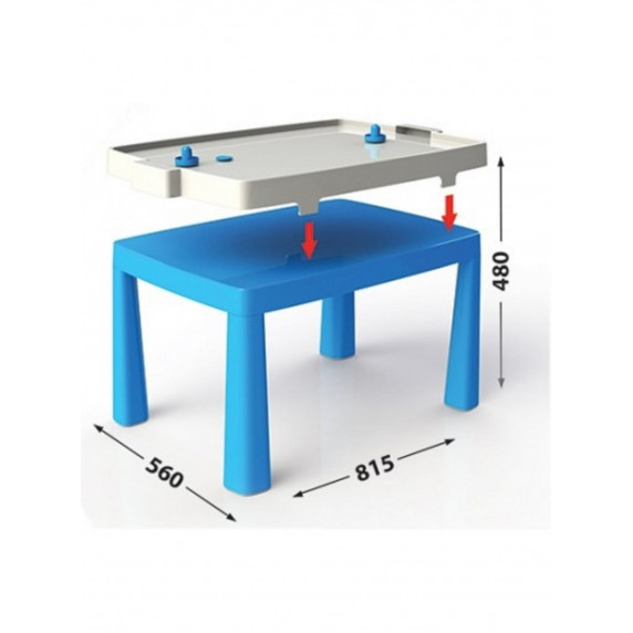 Umelohmotný stolík pre deti so vzdušným hokejom Inlea4Fun EMMA - modrý