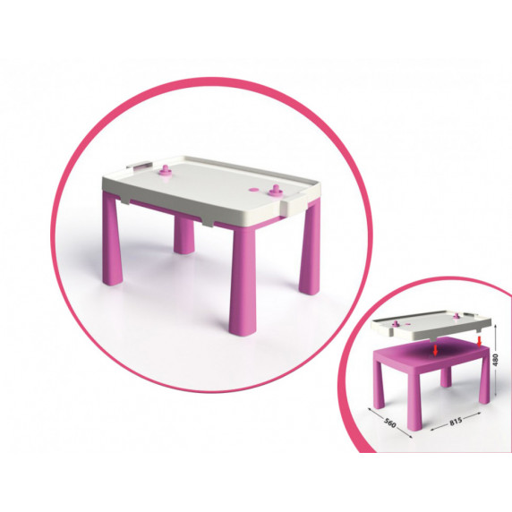 Umelohmotný stolík pre deti so vzdušným hokejom Inlea4Fun EMMA - ružový