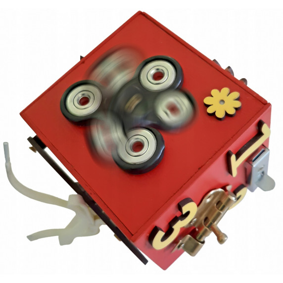 Drevená edukačná kocka Inlea4Fun - červená malá KM2