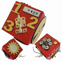 Drevená edukačná kocka Inlea4Fun - červená malá KM2 