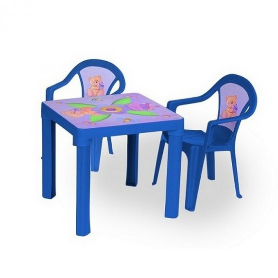 2 stoličky + 1 stolík  - Modrá Inlea4Fun