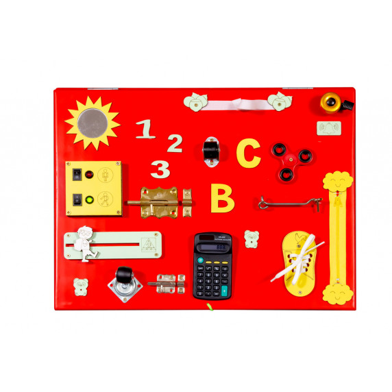 Dvojstranná edukačná tabuľa pre deti 50 x 37,5 x 32 cm MT24 - červená