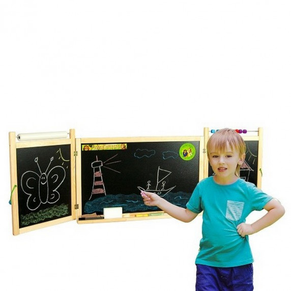 Detská magnetická školská tabuľa Inlea4Fun FIRST SCHOOL natural