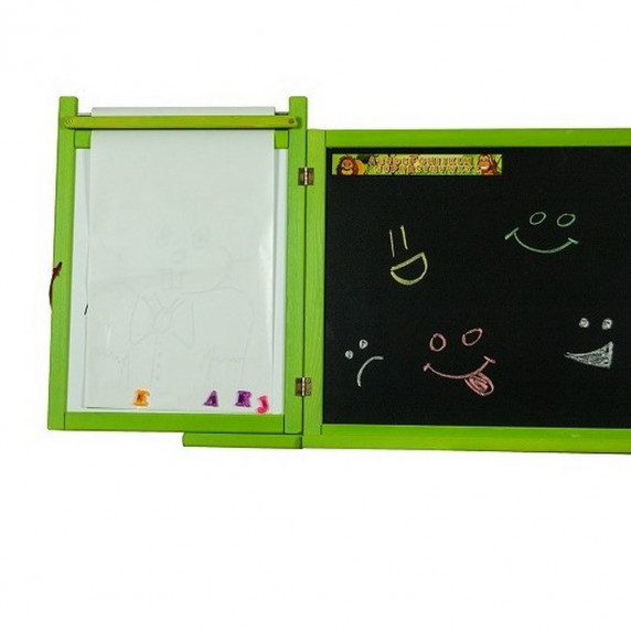 Detská magnetická školská tabuľa Inlea4Fun FIRST SCHOOL zelená