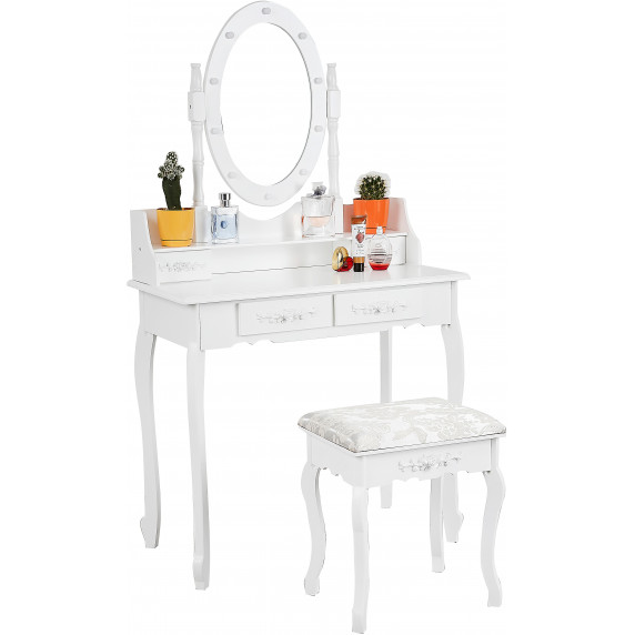 Toaletný stolík so zrkadlom a taburetkou Aga MRDT03