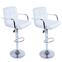 Barová stolička s operadlom 2 kusy AGA MR2010WHITE - Biela 