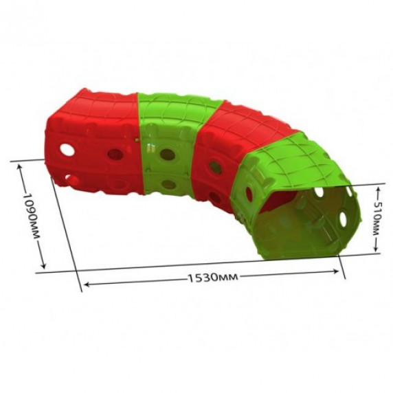 Hrací tunel 153 x 109 x 51 cm Inlea4Fun - červený/zelený