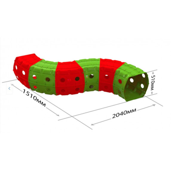 Hrací tunel 240 x 151 x 51 cm Inlea4Fun - červený/zelený