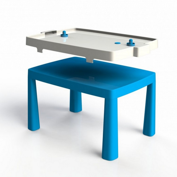 Umelohmotný stolík pre deti so vzdušným hokejom Inlea4Fun EMMA - modrý