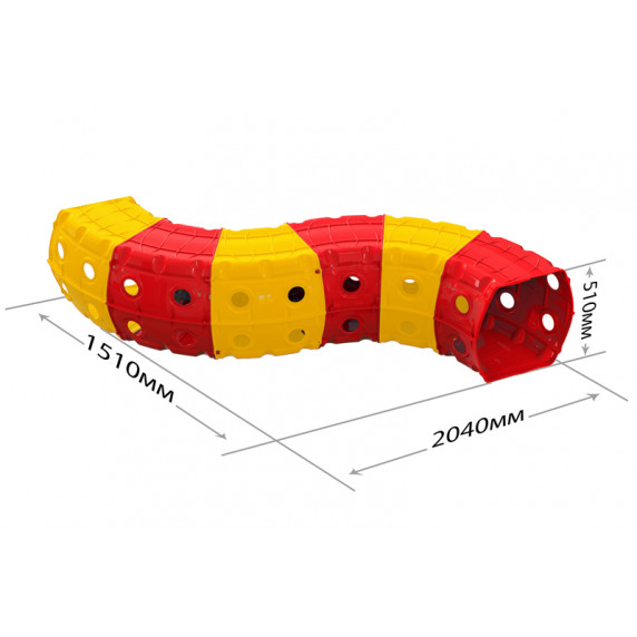 Hrací tunel 240 x 151 x 51 cm Inlea4Fun - žltý/červený