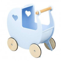 Drevený kočík pre bábiky MOOVER - modrý 