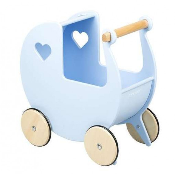 Drevený kočík pre bábiky MOOVER - modrý