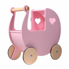 Drevený kočík pre bábiky MOOVER - ružový Preview