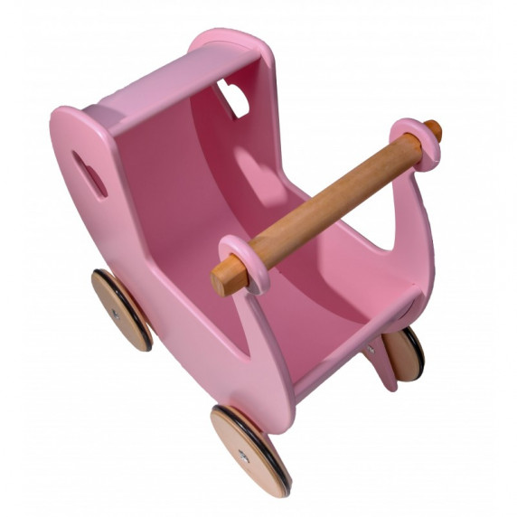 Drevený kočík pre bábiky MOOVER - ružový