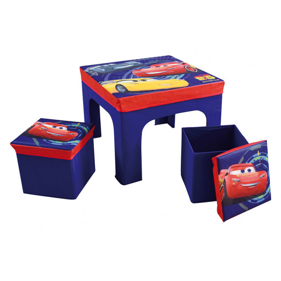 Detský stolík s dvomi taburetkami a úložným priestorom Cars FUN HOUSE 712641