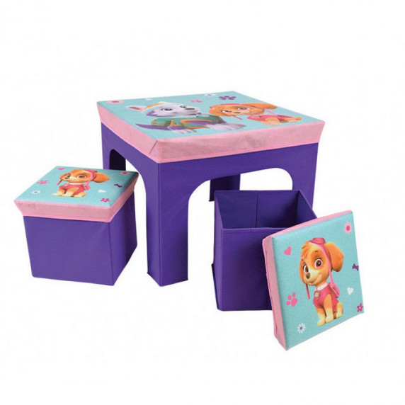 Detský stolík s dvomi taburetkami a úložným priestorom Tlapková Patrola FUN HOUSE 712745