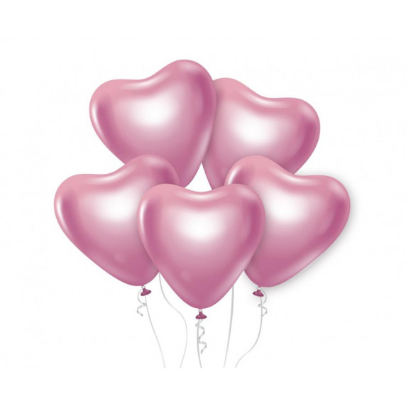 Farebné balóniky v tvare srdiečka 6 kusov GoDan Beauty&Charm - svetloružové