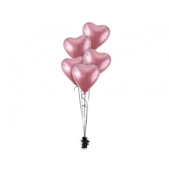 Farebné balóniky v tvare srdiečka 6 kusov GoDan Beauty&Charm - svetloružové