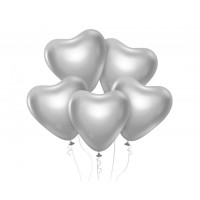 Farebné balóniky v tvare srdiečka 6 kusov GoDan Beauty&Charm - strieborné 