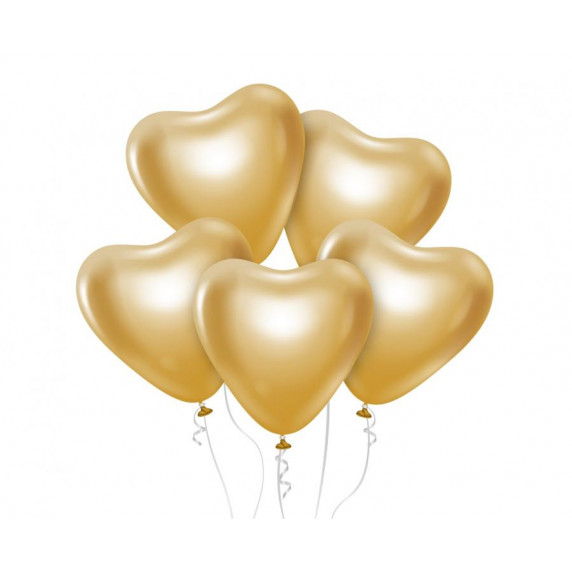 Farebné balóniky v tvare srdiečka 6 kusov GoDan Beauty&Charm - zlaté