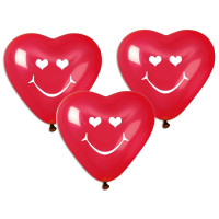 Farebné balóniky v tvare srdiečka 3 kusy GoDan Smile - červené 