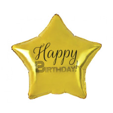 Balónik v tvare hviezdy 1 kus GoDan Happy Birthday - zlatý Preview