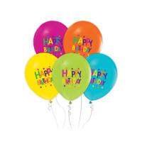 Farebné balóniky 5 kusov GoDan Happy Birthday - hviezdičky 