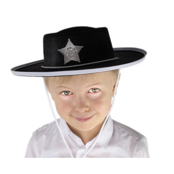 Detský klobúk Sheriff GoDan - čierny