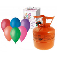 Héliová fľaša na 20 balónov + 25 kusov farebných balónikov GoDan - oranžová 