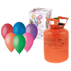 Héliová fľaša na 30 balónov + 25 kusov farebných balónikov GoDan - oranžová 