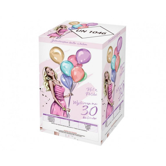 Héliová fľaša na 50 balónov + 25 kusov farebných balónikov GoDan - tyrkysová