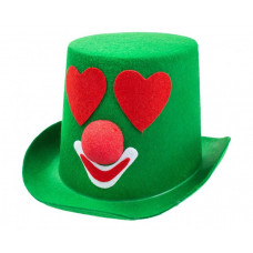 Klobúk Zaľúbený klaun GoDan - zelený so srdiečkami Preview