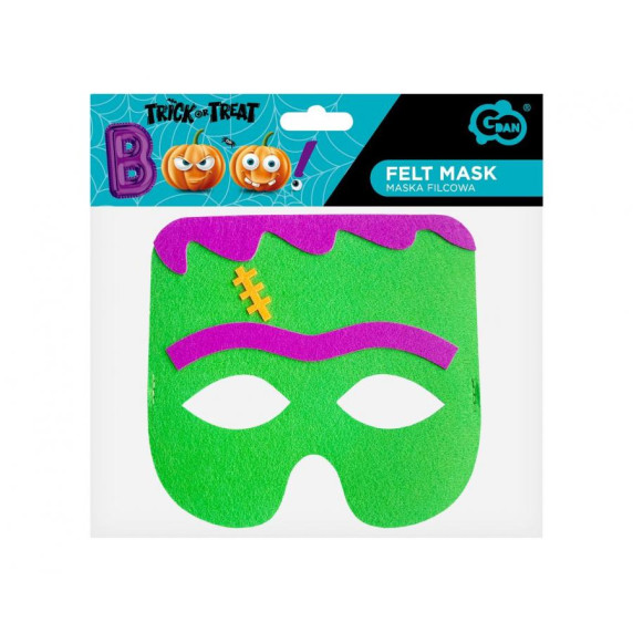 Plstená maska pre deti 18 x 17 cm Frankenstein GoDan Green Monster