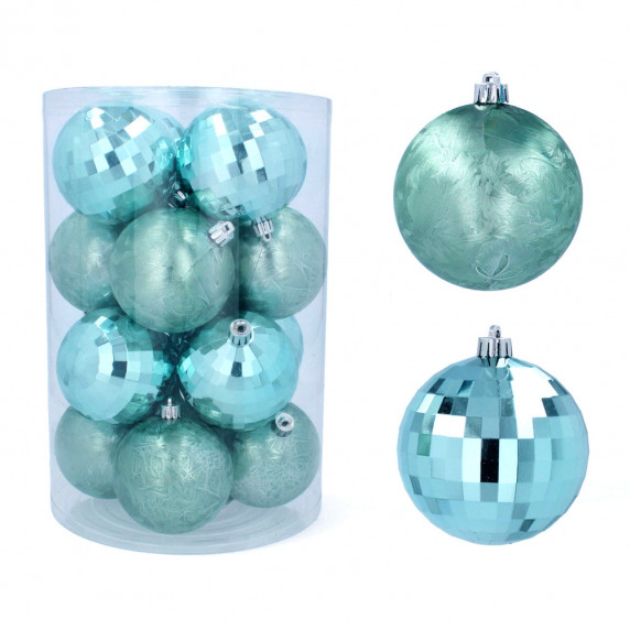 Vianočné gule 16 kusov 8 cm Inlea4Fun - modré