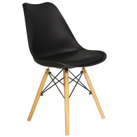 Jedálenská stolička s drevenými nohami s poduškou AGA MR2035B - čierna 