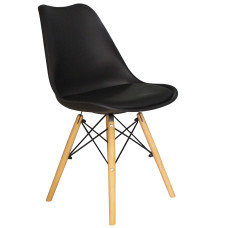Jedálenská stolička s drevenými nohami s poduškou AGA MR2035B - čierna Preview