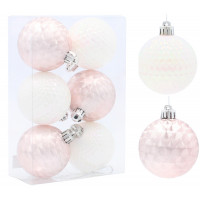 Vianočné gule 6 kusov 6 cm Inlea4Fun - biele/ružové 