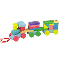 Detský drevený vláčik s vagónmi Inlea4Fun BLOCKS TRAIN 