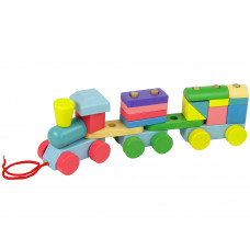 Detský drevený vláčik s vagónmi Inlea4Fun BLOCKS TRAIN Preview