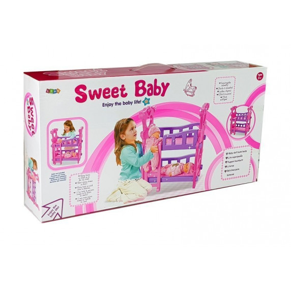 Poschodová postieľka pre bábiky Inlea4Fun SWEET BABY - ružová