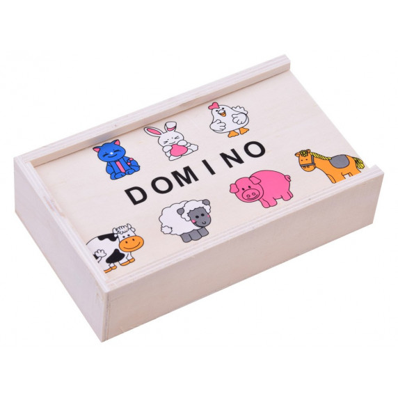 Domino v drevenej krabice Inlea4Fun DOMINO - zvieratká