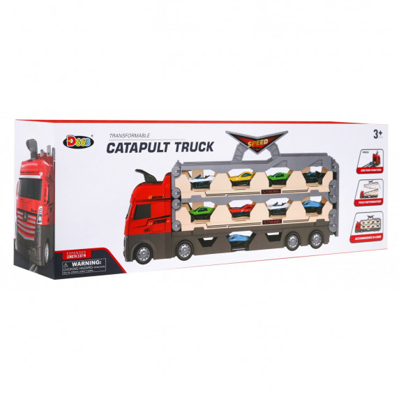 Kamión na prepravu vozidiel + dráha s katapultom Inlea4Fun CATAPULT TRUCK