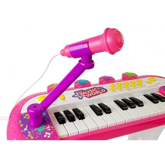 Detské klávesy s mikrofónom a stoličkou Inlea4Fun MY MUSIC WORLD - ružové