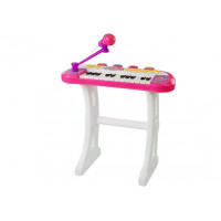 Detské klávesy s mikrofónom a stoličkou Inlea4Fun MY MUSIC WORLD - ružové 
